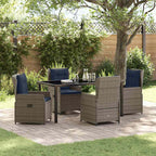 Garten Essgruppe mit Kissen 5 pcs Grau Poly Rattan