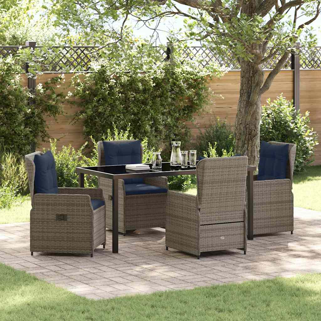 Garten Essgruppe mit Kissen 5 pcs Grau Poly Rattan