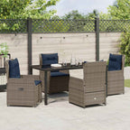 Garten Essgruppe mit Kissen 5 pcs Grau Poly Rattan