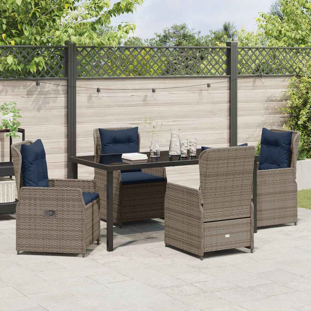 Garten Essgruppe mit Kissen 5 pcs Grau Poly Rattan