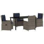 Garten Essgruppe mit Kissen 5 pcs Grau Poly Rattan