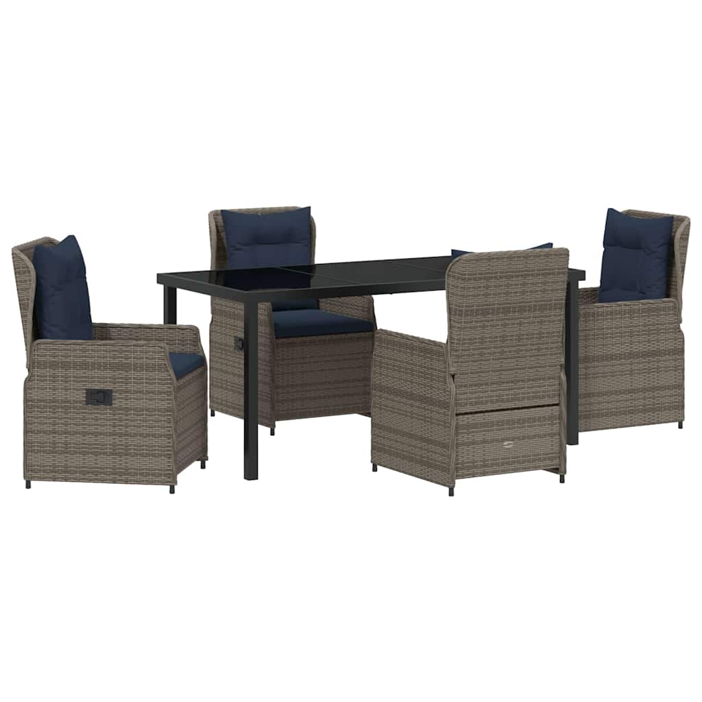Garten Essgruppe mit Kissen 5 pcs Grau Poly Rattan