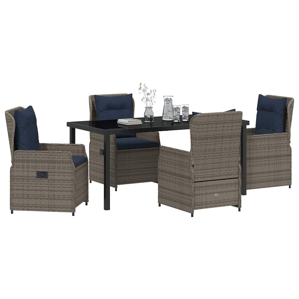 Garten Essgruppe mit Kissen 5 pcs Grau Poly Rattan