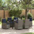 Garten Essgruppe mit Kissen 7 pcs Grau Poly Rattan