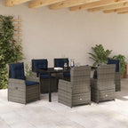 Garten Essgruppe mit Kissen 7 pcs Grau Poly Rattan