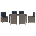 Garten Essgruppe mit Kissen 7 pcs Grau Poly Rattan