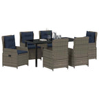 Garten Essgruppe mit Kissen 7 pcs Grau Poly Rattan