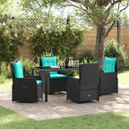 Garten Essgruppe mit Kissen 5 pcs Schwarz Poly Rattan