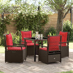 Garten Essgruppe 5 pcs Braun Poly-Rattan