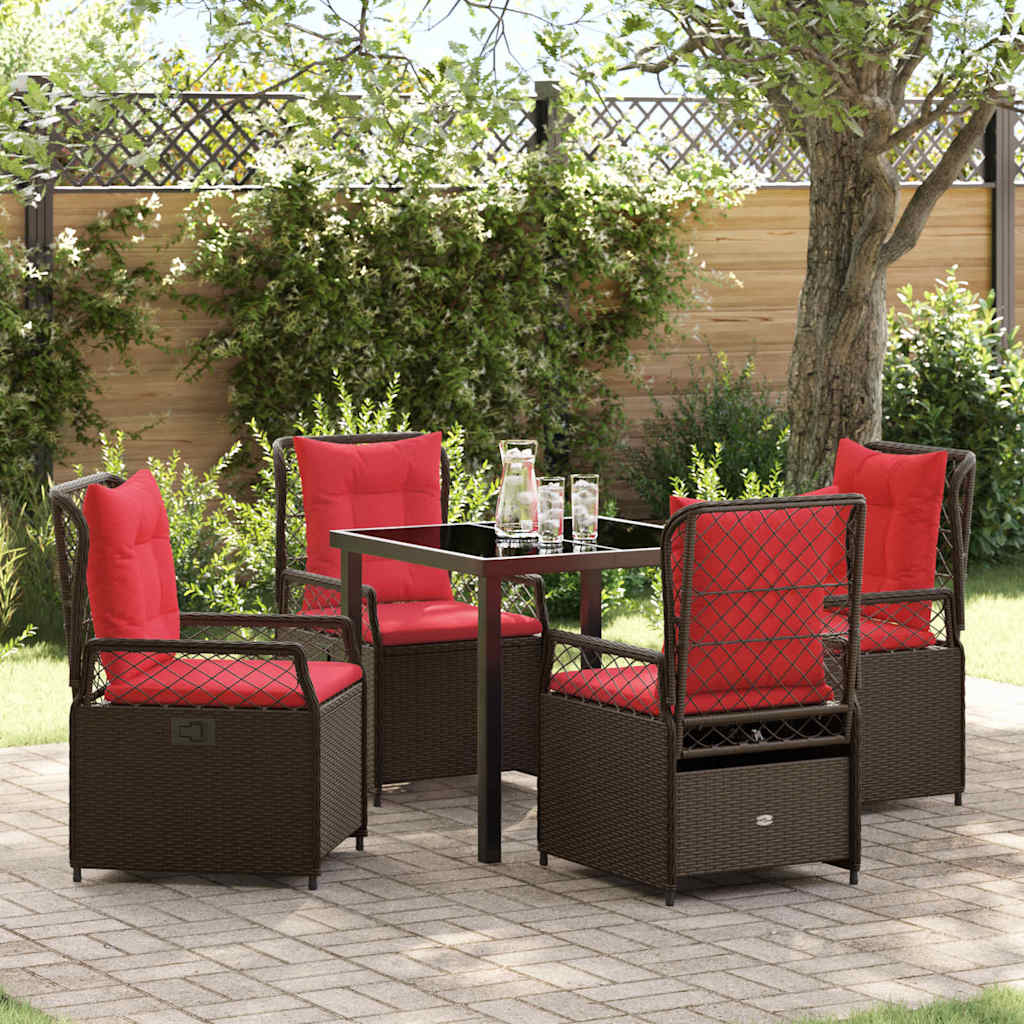 Garten Essgruppe 5 pcs Braun Poly-Rattan