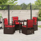 Garten Essgruppe 5 pcs Braun Poly-Rattan