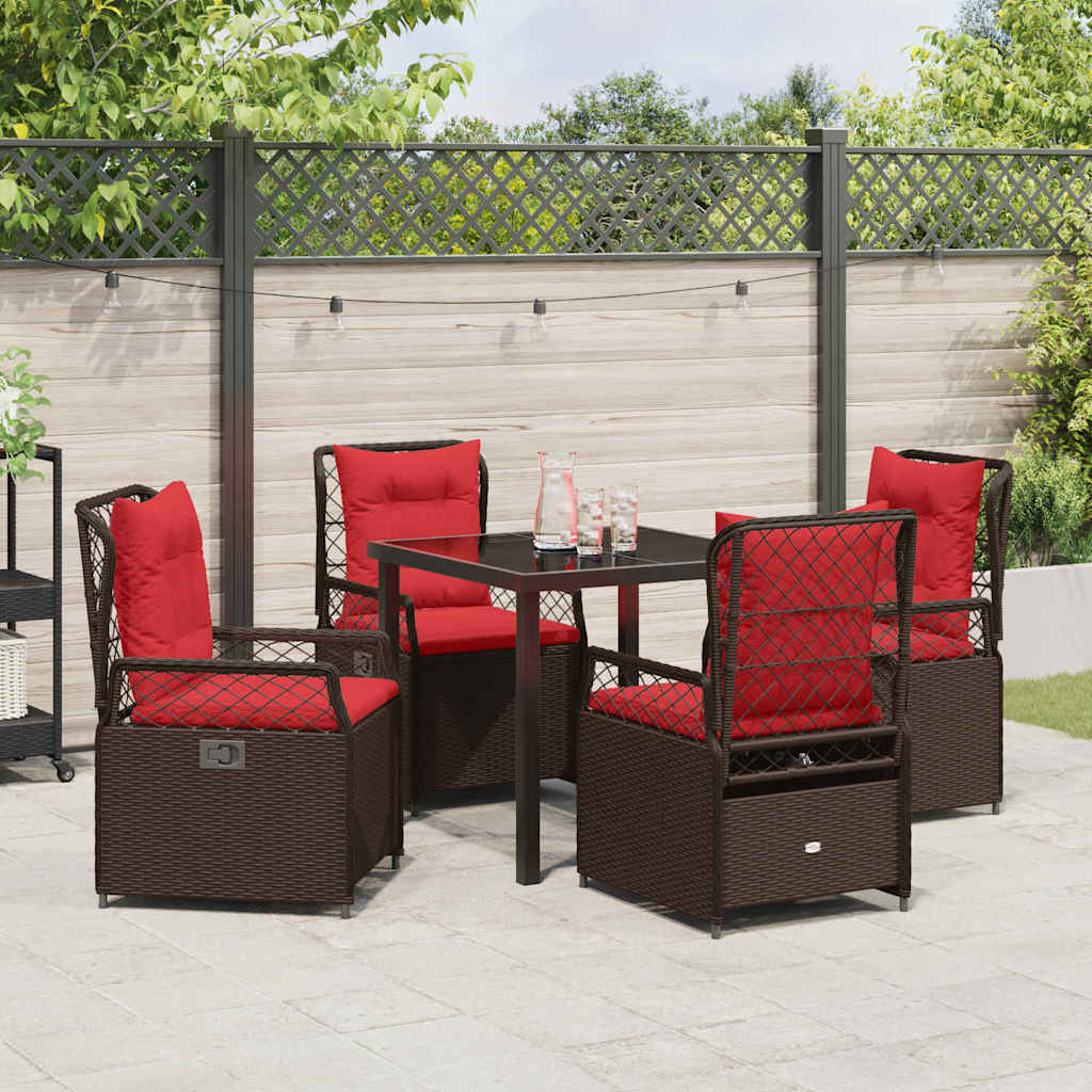 Garten Essgruppe 5 pcs Braun Poly-Rattan