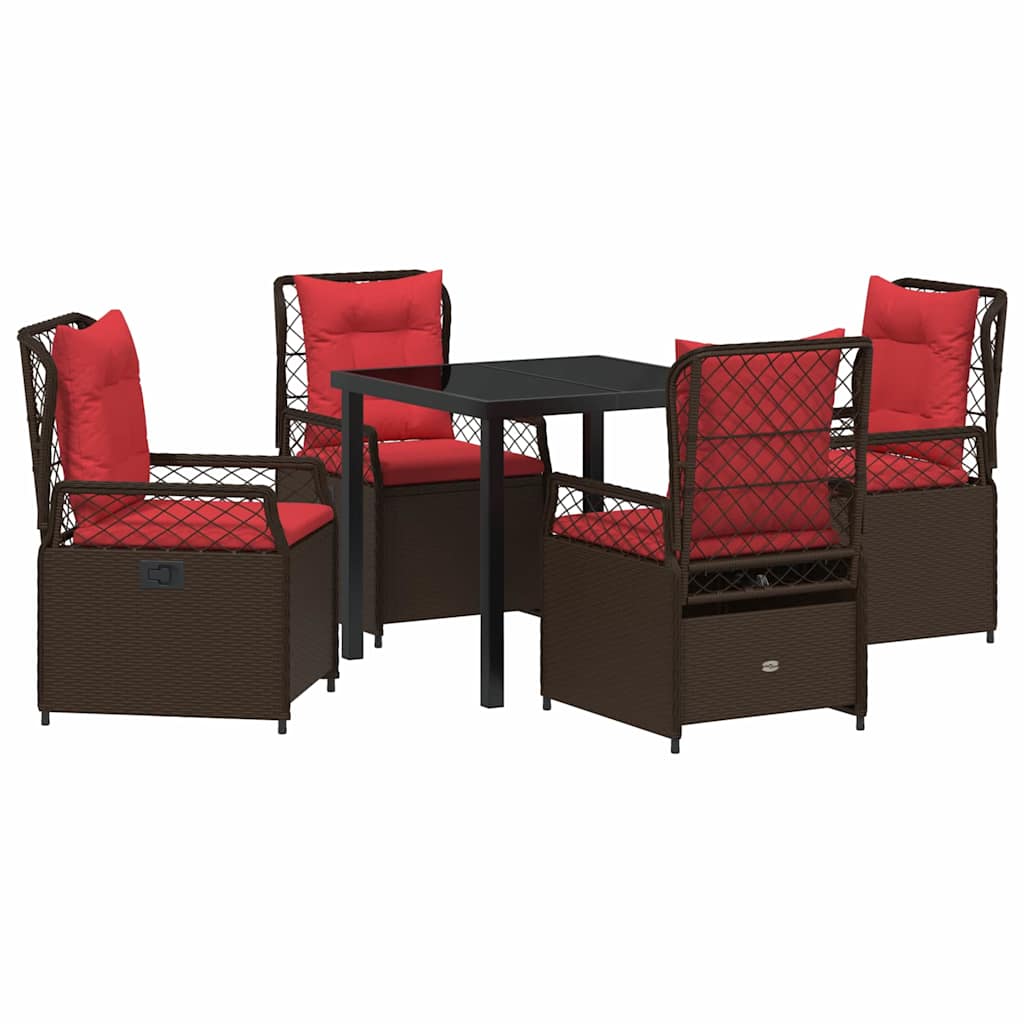 Garten Essgruppe 5 pcs Braun Poly-Rattan