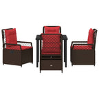 Garten Essgruppe 5 pcs Braun Poly-Rattan