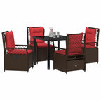 Garten Essgruppe 5 pcs Braun Poly-Rattan