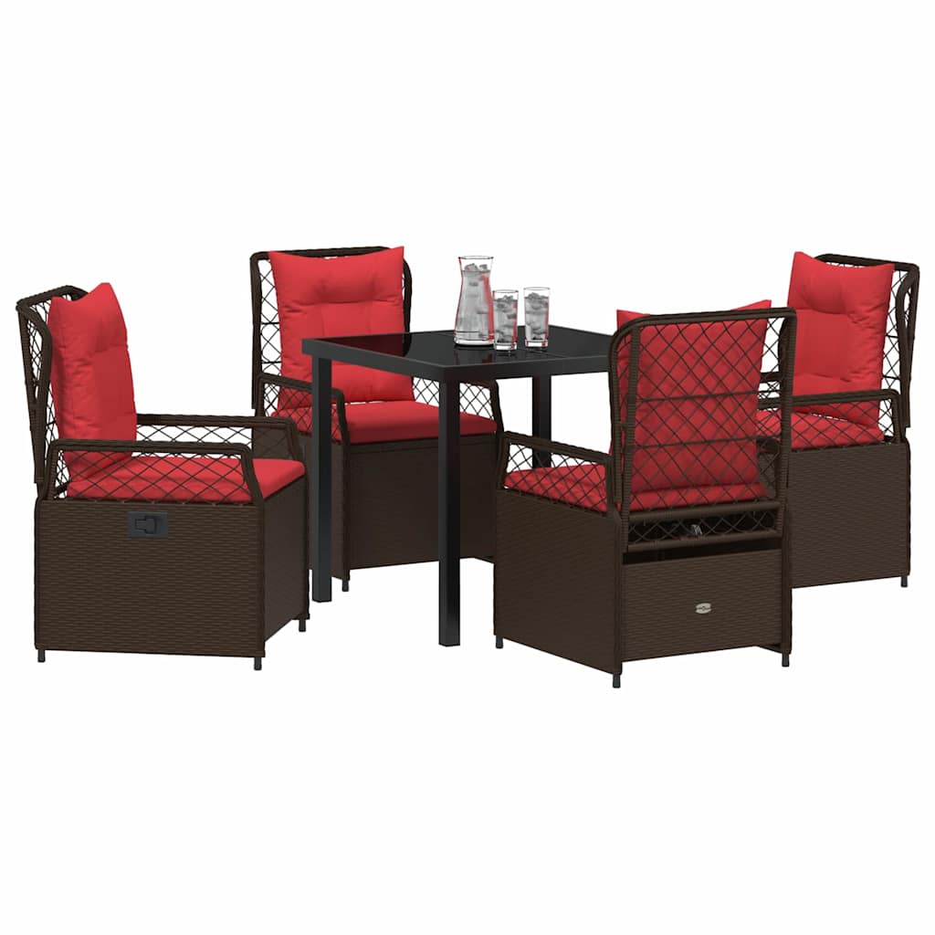 Garten Essgruppe 5 pcs Braun Poly-Rattan