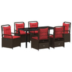 Garten Essgruppe 7 pcs Braun Poly-Rattan