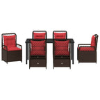 Garten Essgruppe 7 pcs Braun Poly-Rattan