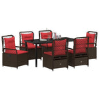 Garten Essgruppe 7 pcs Braun Poly-Rattan