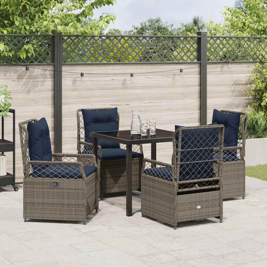 Garten Essgruppe 5 pcs Grau Poly-Rattan