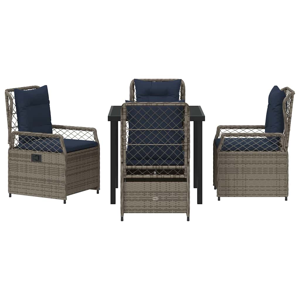 Garten Essgruppe 5 pcs Grau Poly-Rattan
