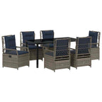 Garten Essgruppe 7 pcs Grau Poly-Rattan