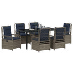 Garten Essgruppe 7 pcs Grau Poly-Rattan