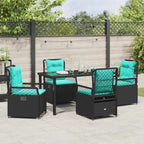 Garten Essgruppe 5 pcs Schwarz Poly-Rattan