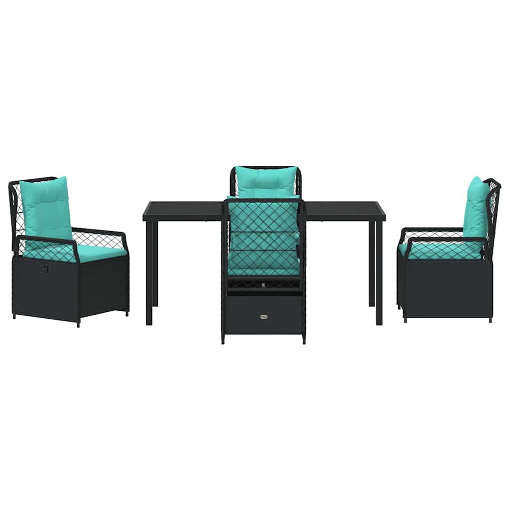 Garten Essgruppe 5 pcs Schwarz Poly-Rattan