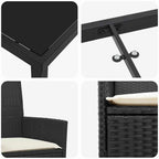 Garten Essgruppe 5 pcs Schwarz Poly-Rattan