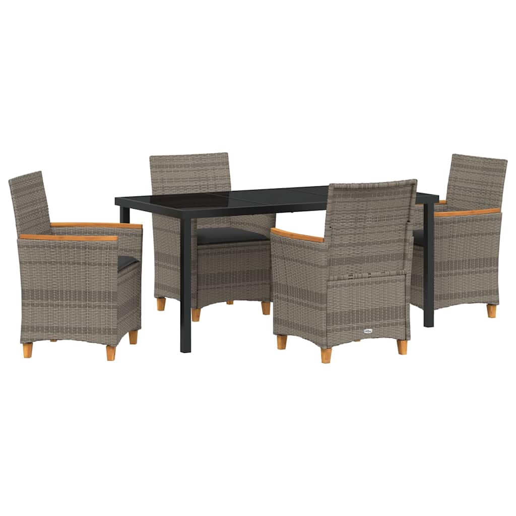Garten Essgruppe 5 pcs Grau Poly-Rattan