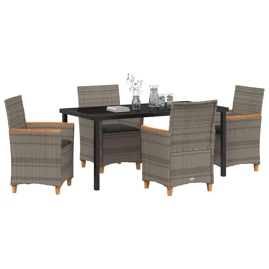 Garten Essgruppe 5 pcs Grau Poly-Rattan