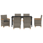 Garten Essgruppe 7 pcs Grau Poly-Rattan