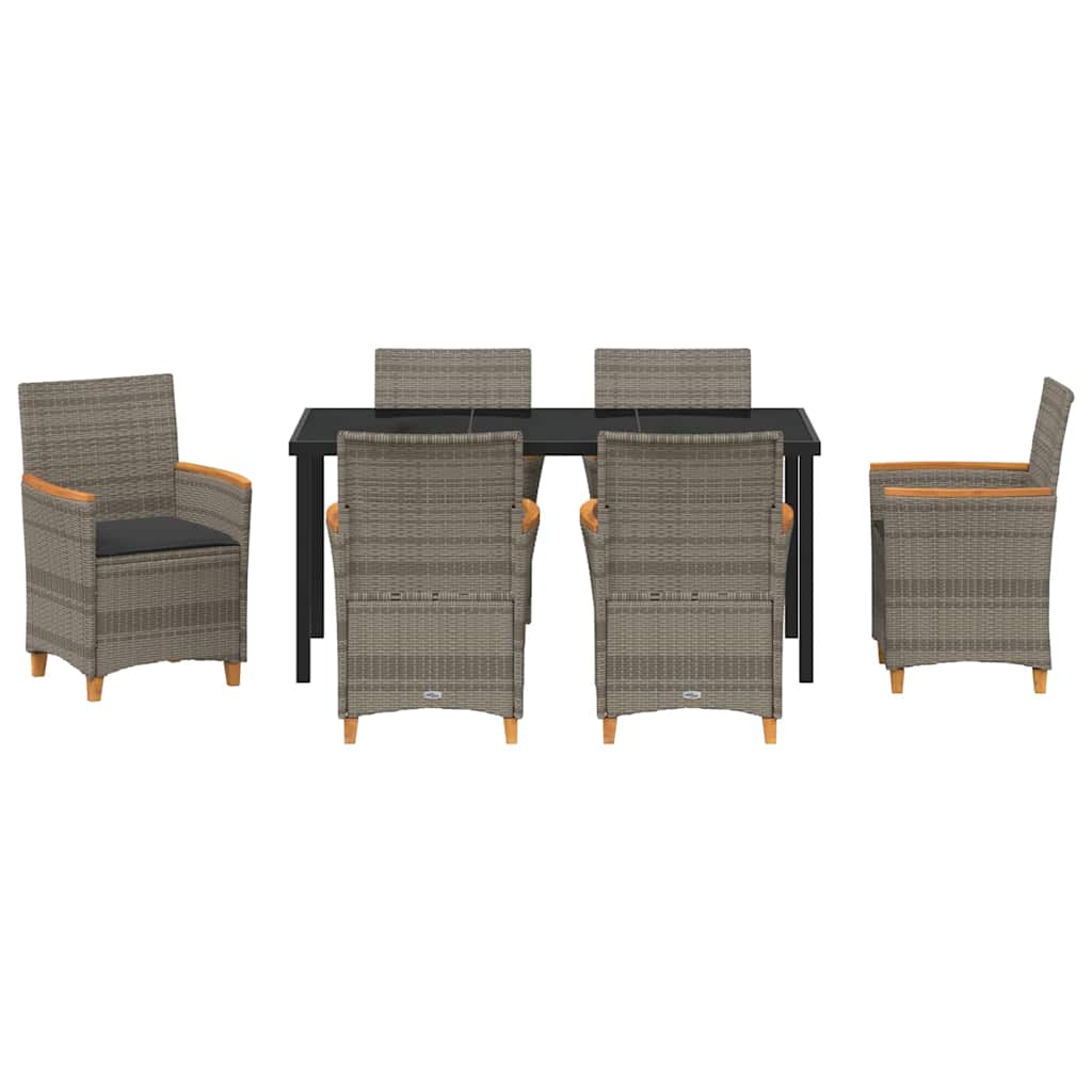 Garten Essgruppe 7 pcs Grau Poly-Rattan