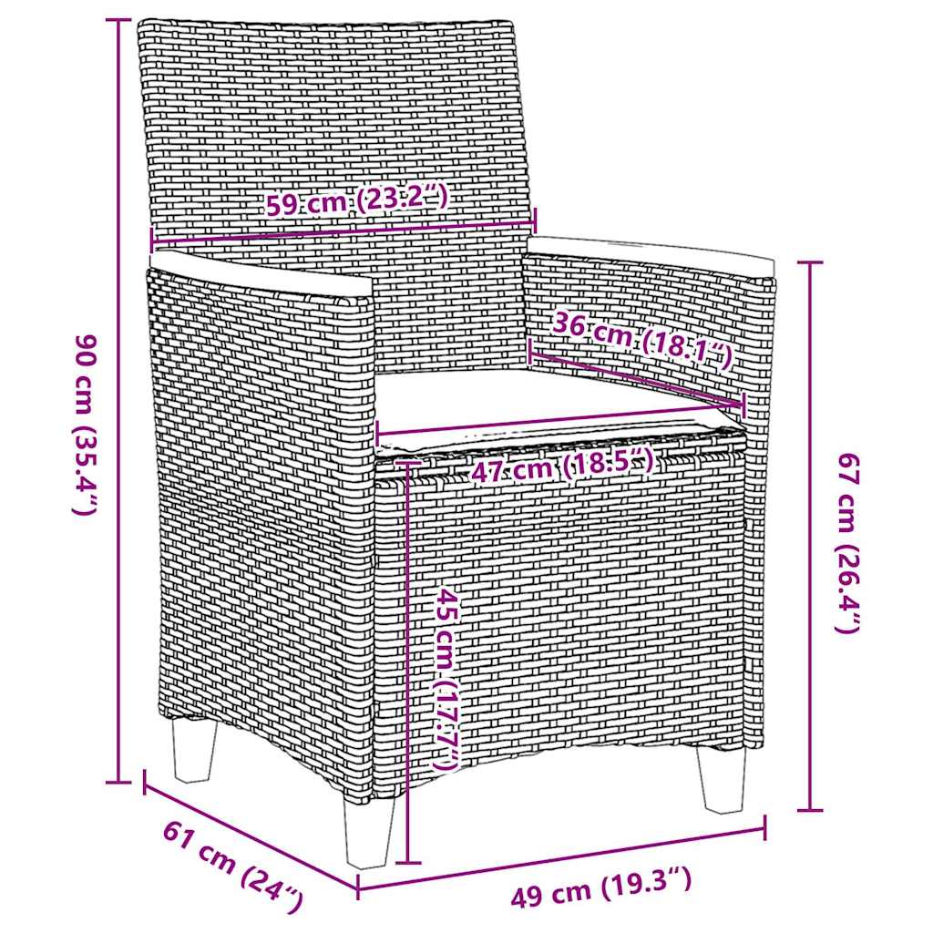 Garten Essgruppe 7 pcs Grau Poly-Rattan