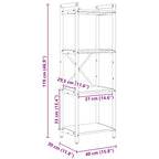 Bücherregal Schwarz Eichen-Optik 40 x 30 x 119 cm Holzwerkstoff