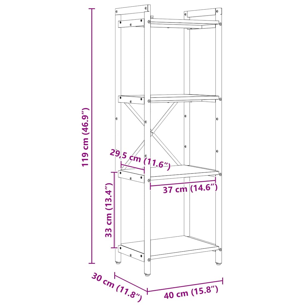 Bücherregal Artisan-Eiche 40 x 30 x 119 cm Holzwerkstoff