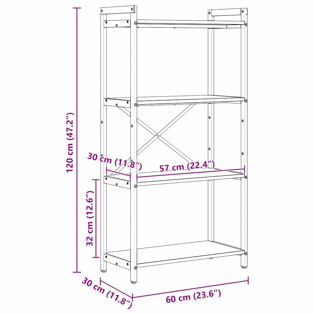 Bücherregal Artisan-Eiche 60 x 30 x 120 cm Holzwerkstoff