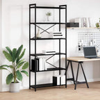 Bücherregal Schwarz Eichen-Optik 80 x 30 x 189,5 cm