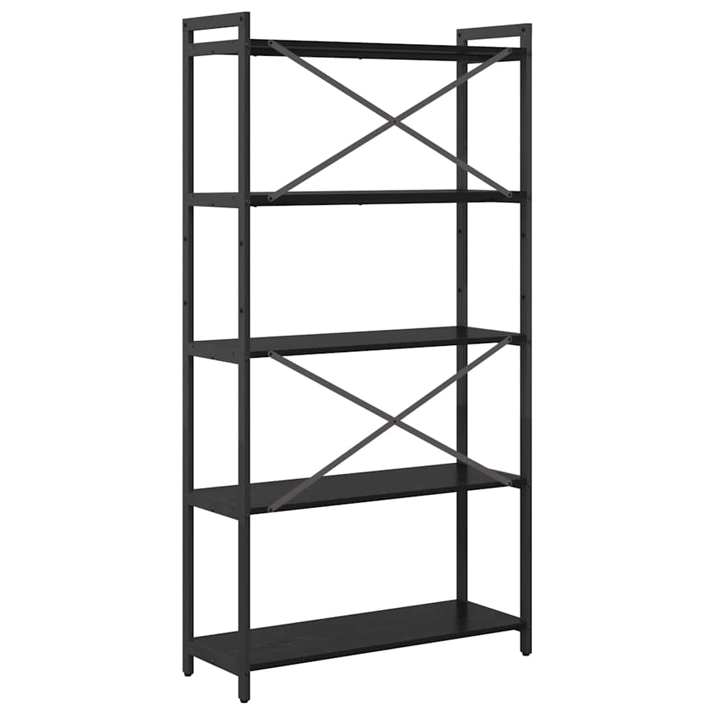 Bücherregal Schwarz Eichen-Optik 80 x 30 x 155 cm Holzwerkstoff