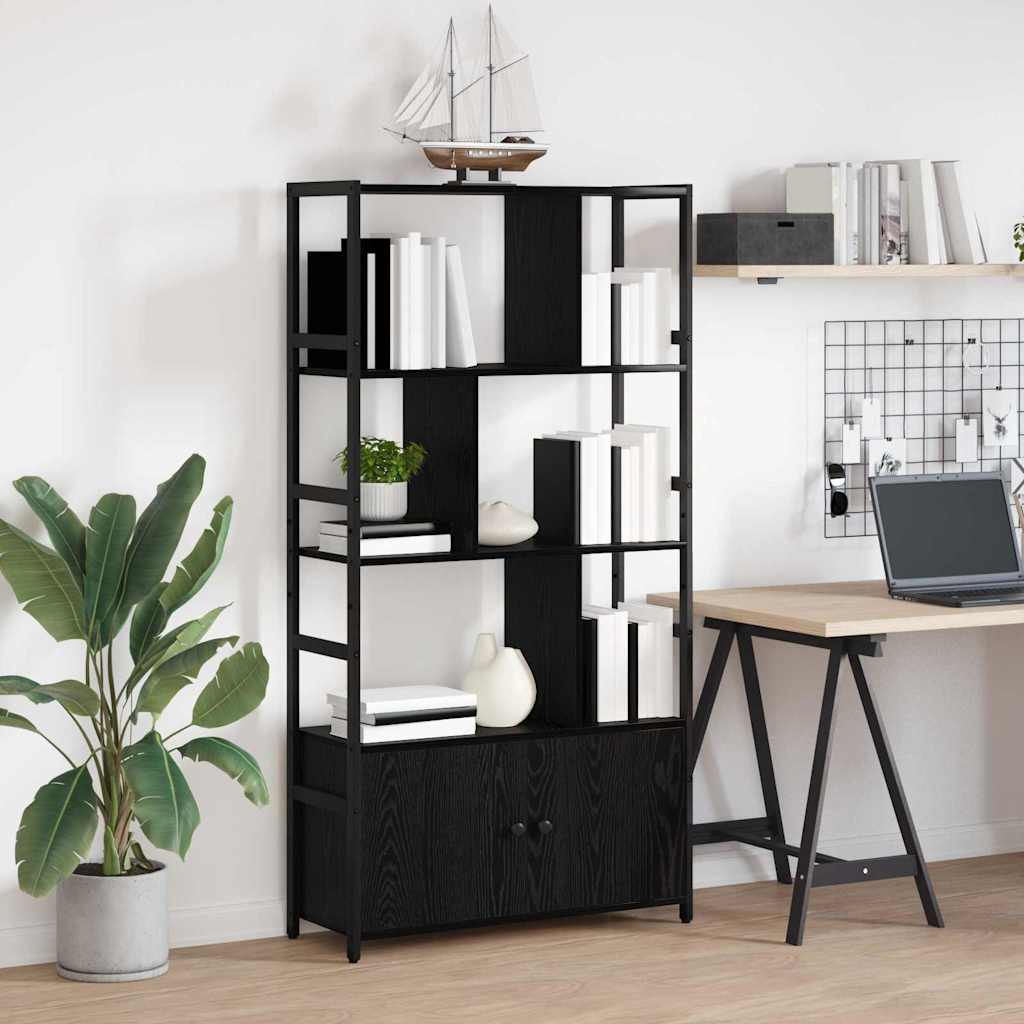 Bücherregal Schwarz Eichen-Optik 80 x 30 x 155,5 cm