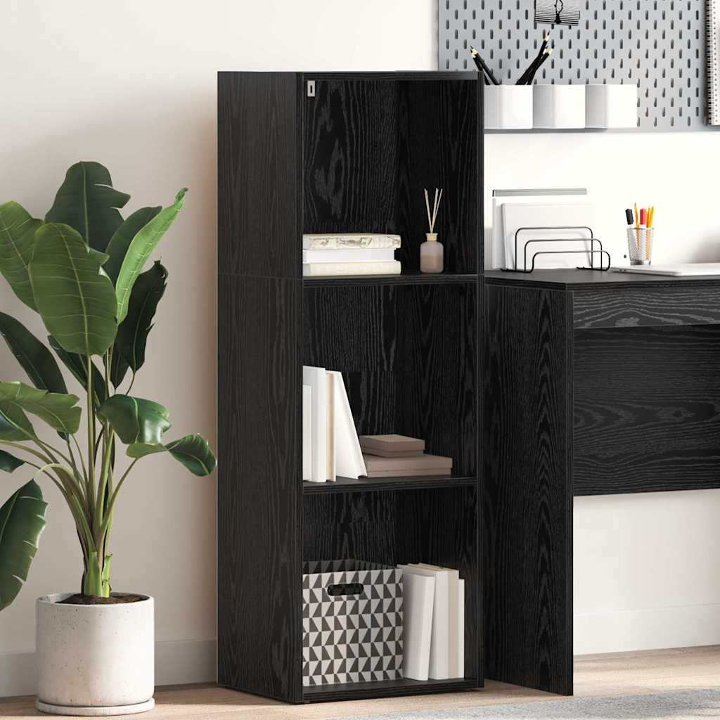 Bücherregal Schwarz Eichen-Optik 40 x 30 x 114 cm Holzwerkstoff