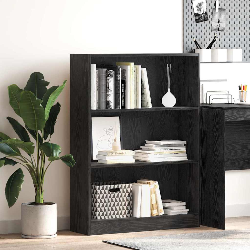 Bücherregal Schwarz Eichen-Optik 80 x 24 x 109 cm Holzwerkstoff