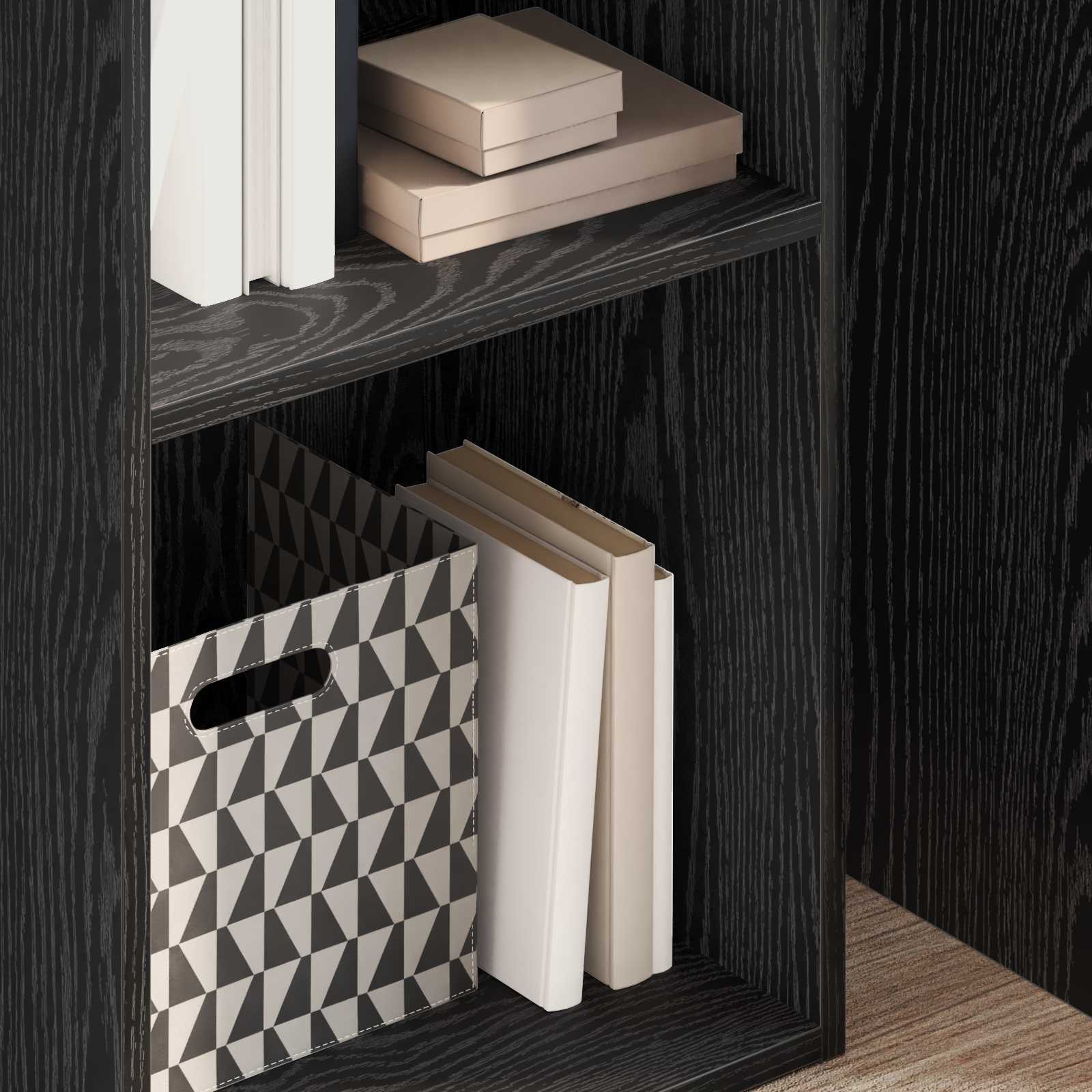 Bücherregal Schwarz Eichen-Optik 40 x 30 x 152 cm Holzwerkstoff
