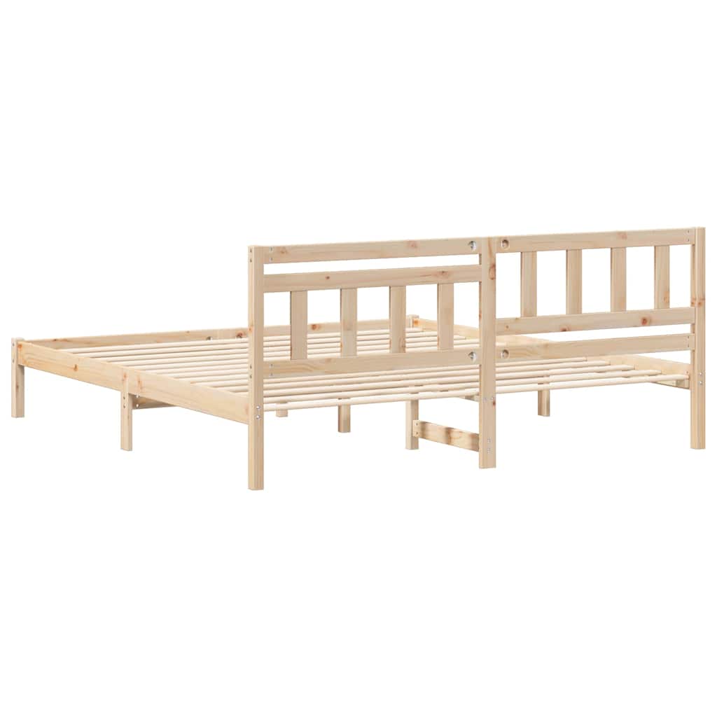 Bettrahmen mit Kopfteil Braun 200 x 200 cm Massives Kiefernholz