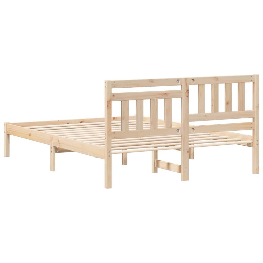 Bettrahmen mit Kopfteil Braun 140 x 190 cm Massives Kiefernholz
