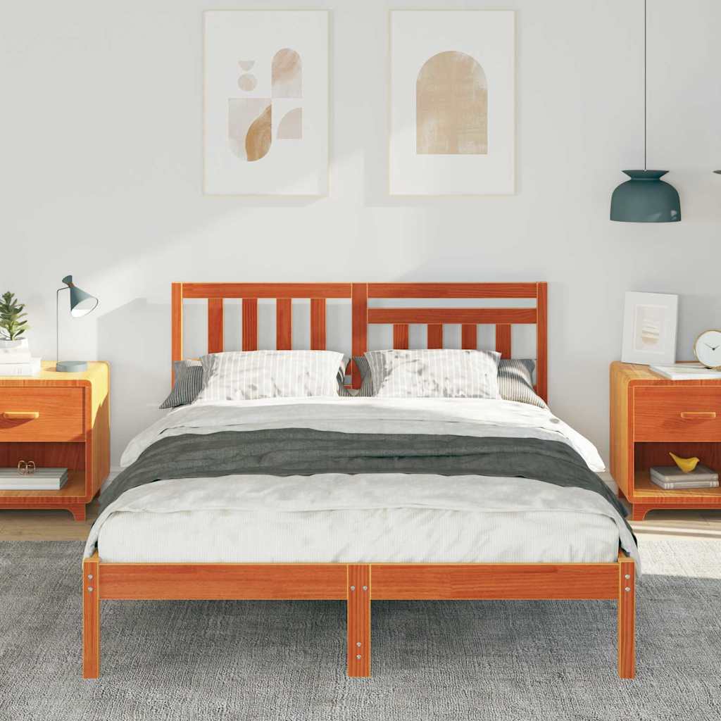 Bettrahmen Wachsbraun 140 x 190 cm Massives Kiefernholz