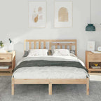 Bettrahmen mit Kopfteil Braun 135 x 190 cm Massives Kiefernholz