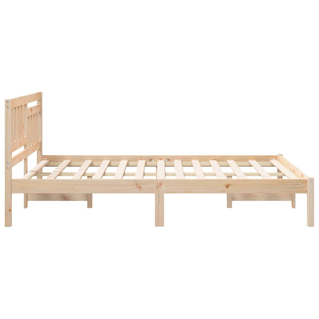 Bettrahmen mit Kopfteil Braun 135 x 190 cm Massives Kiefernholz