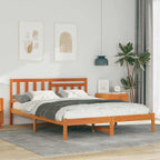 Bettgestell Wachsbraun 135 x 190 cm Massivholz Kiefer